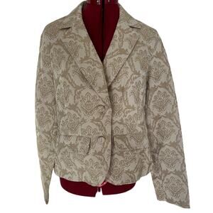 Crazy Horse Women’s Size Large Tan Floral Blazer Jacket‎ NEW